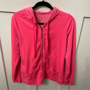Lilly Pulitzer Larina Full Zip Velour Hoodie-Medium-Pink-Pockets